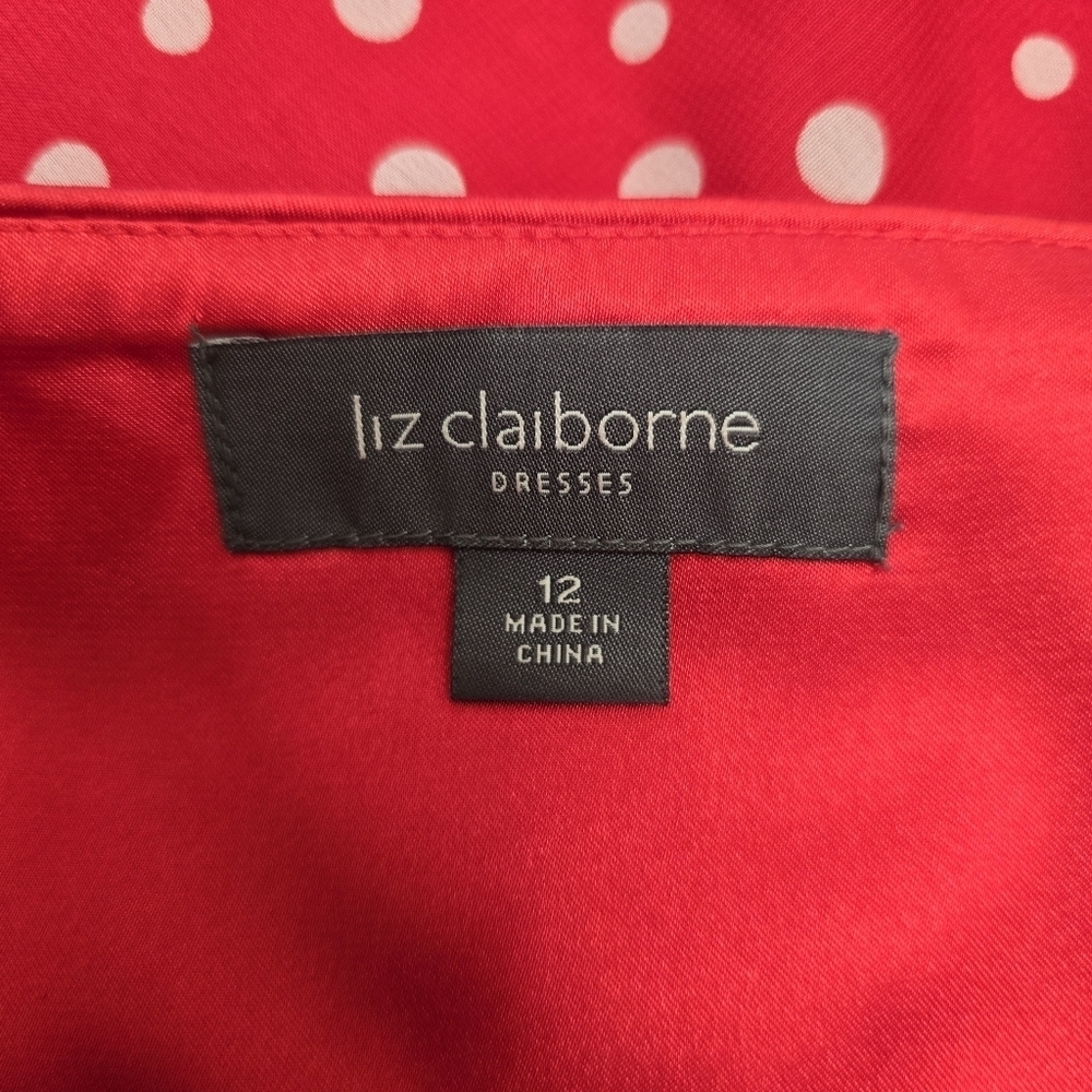 Liz Claiborne Red Polka Dot Tiered Dress Size 12 - Picture 6 of 16